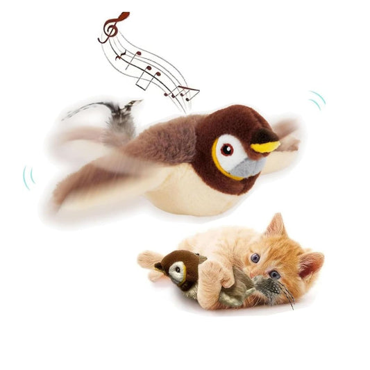 Pajarito Interactivo para Gatos — Juguete con Movimiento y Sonido Real