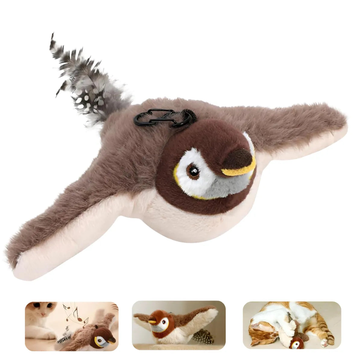Pajarito Interactivo para Gatos — Juguete con Movimiento y Sonido Real