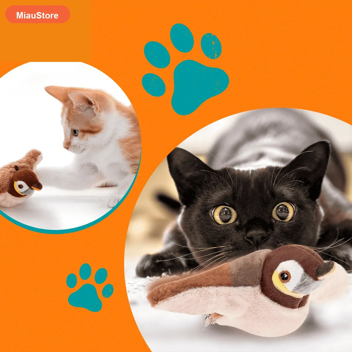 Pajarito Interactivo para Gatos — Juguete con Movimiento y Sonido Real