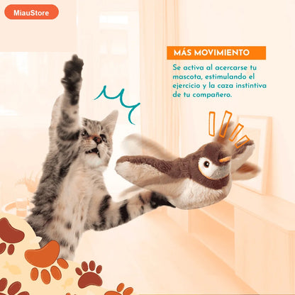 Pajarito Interactivo para Gatos — Juguete con Movimiento y Sonido Real
