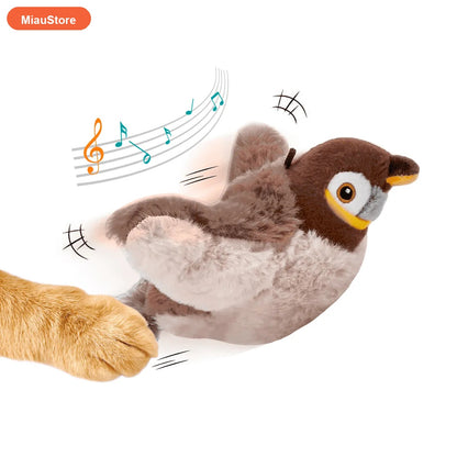 Pajarito Interactivo para Gatos — Juguete con Movimiento y Sonido Real
